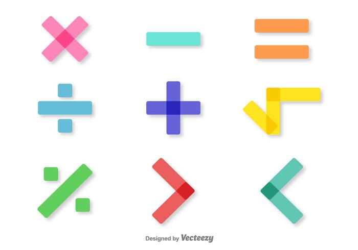 Conjunto de símbolos de matemáticas de colores vectoriales vector