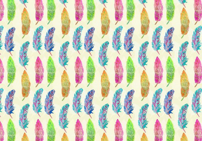 Vector Watercolor Bohemian Feather Pattern