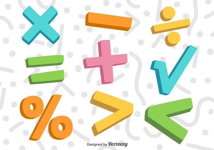 Vector 3D Colorful Math Symbols