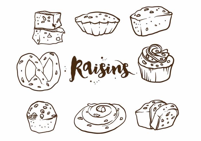 Raisins Cake Set vector