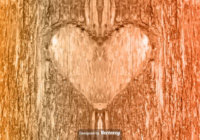 Vector Heart Carved In Tree