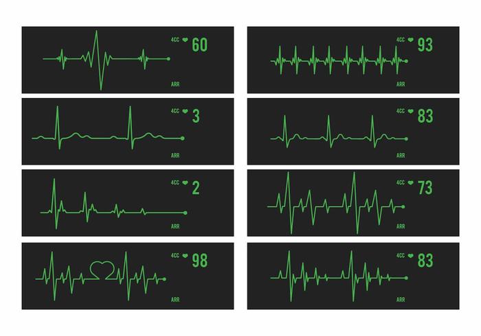 Vector corazón monitor conjunto