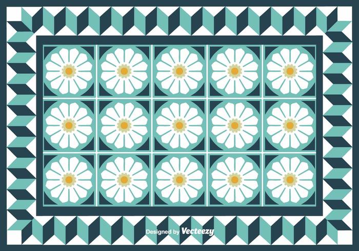 Tiles With Cute Flowers Vector Background