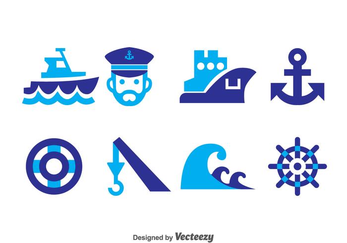 Nautical Blue Icons Vector