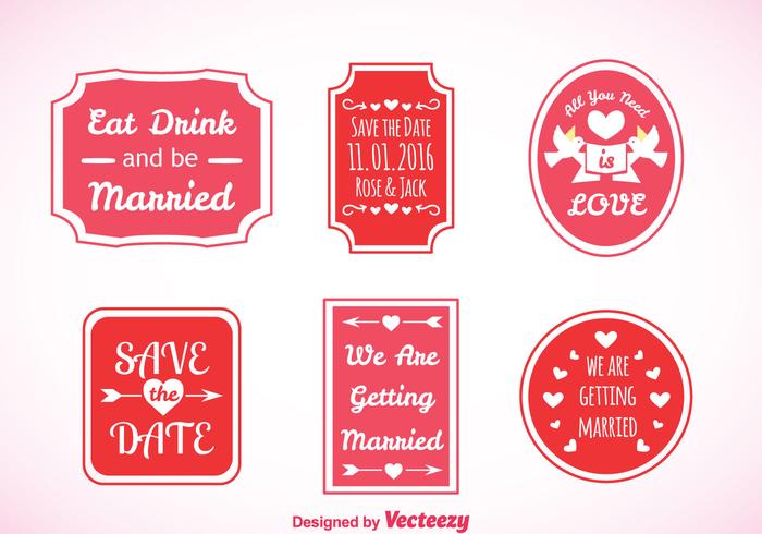 Wedding Pink Labels Vector