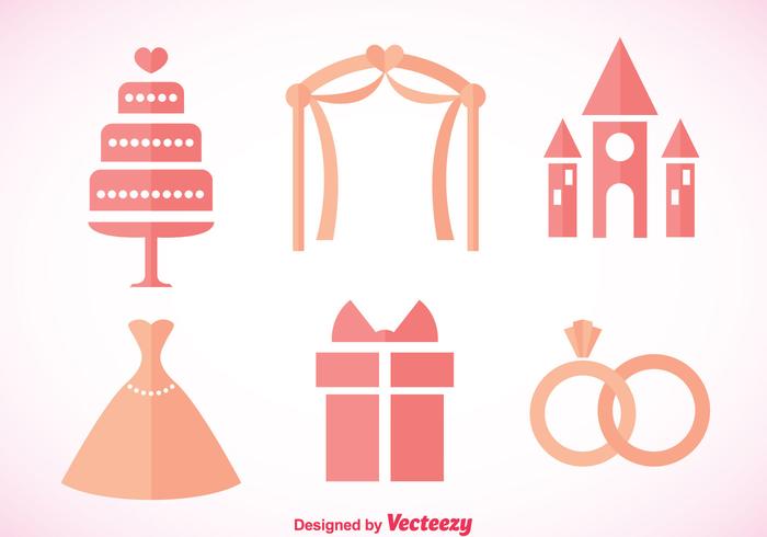 Iconos rosados ​​de la boda vector