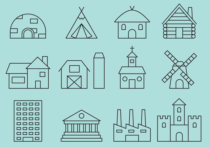 Building Line icons vector