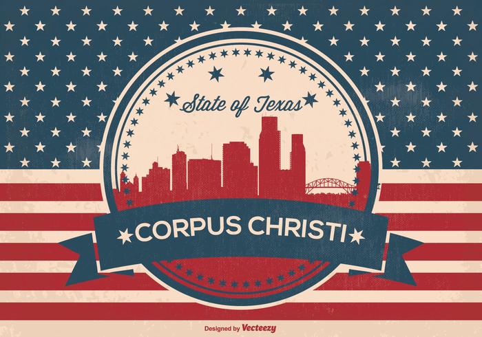 Corpus Christi Retro Skyline Illsutration Corpus Christi Retro Skyline Illsutration