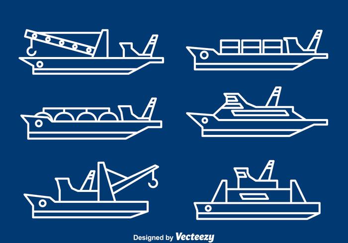 Ships And Boats Line Vector