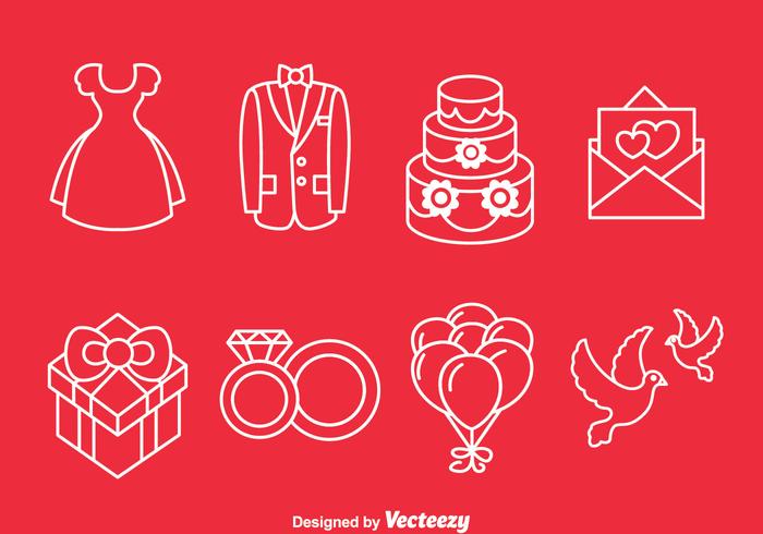 Iconos De La Línea De La Boda vector