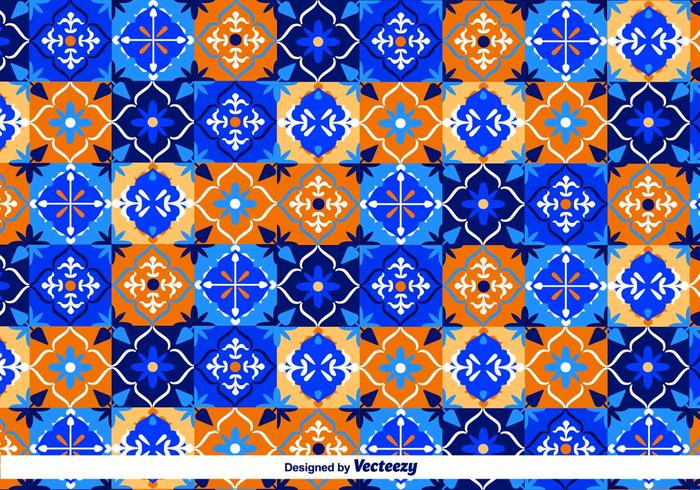 Blue Talavera Vector Pattern