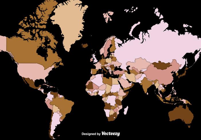 Mapa del mundo del alto detalle del vector