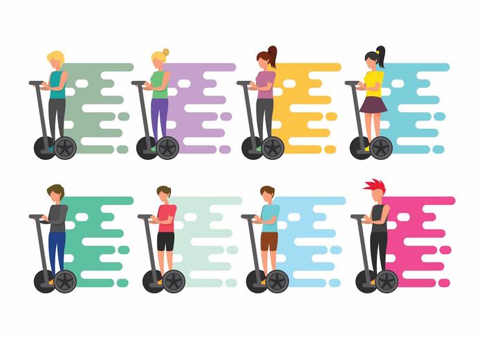 Conjunto de personas Segway vector