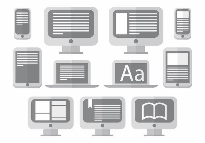 E Reader Icon Set vector