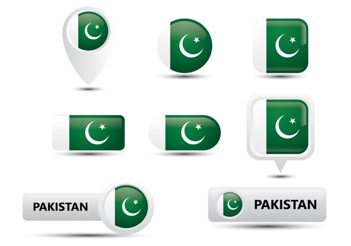 Pakistan Glossy Button vector