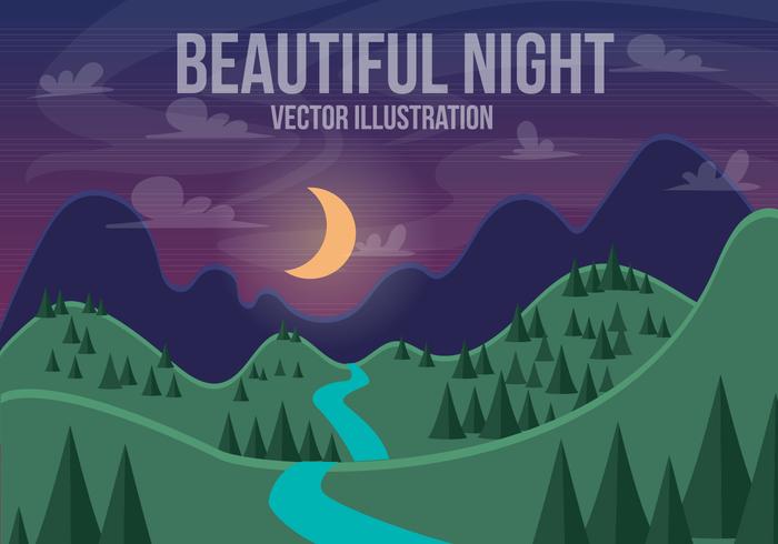Free Beautiful Night Vector Landscape Free Beautiful Night Vector Landscape