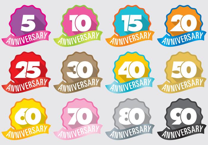 Insignias del aniversario vector