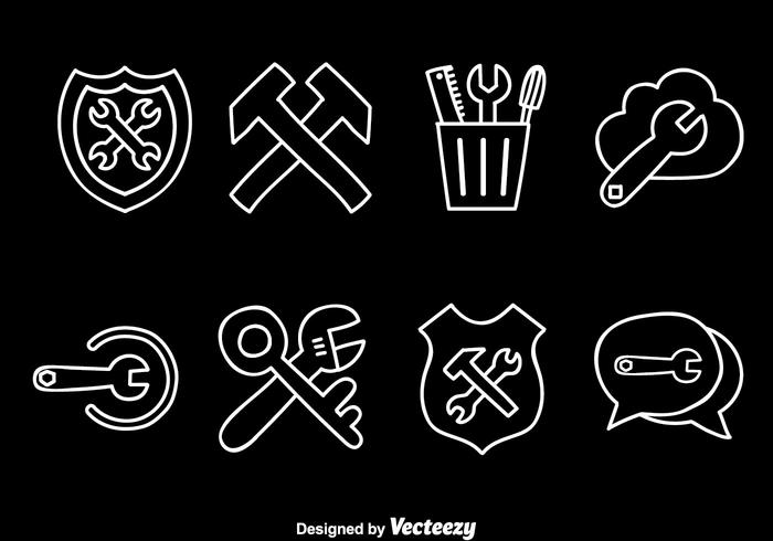 Tool Box White Line Icons vector