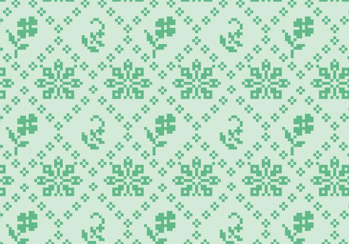 Stitching Green Floral Pattern vector