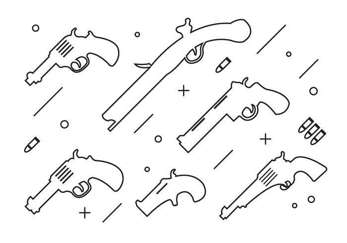 Collection of Thin Style Gun Shapes  vector