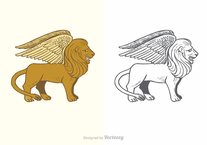 Free Vector Winged Lion Illustration