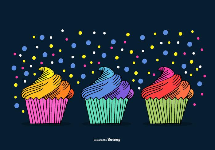 Mano dibujados Cupcake vectores