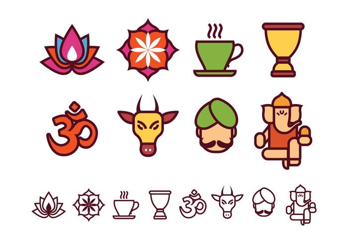 Colección gratuita de iconos de la India vector