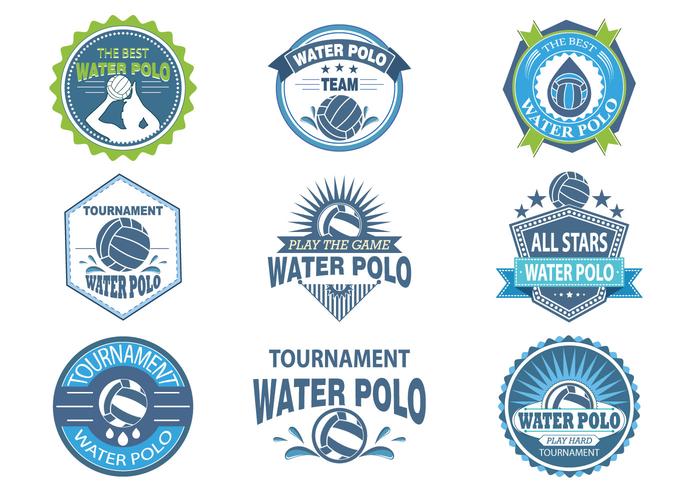 Etiquetas y etiquetas engomadas del water polo vector