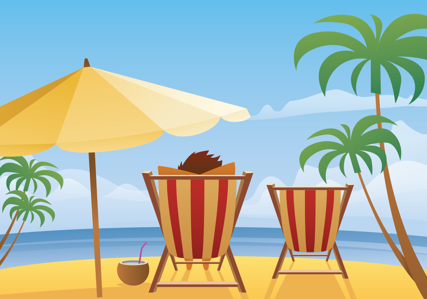 Summer Beach Landscape Vector - Download Free Vectors ...