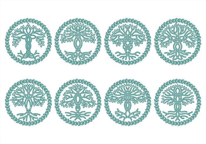 Celtic tree icons vector