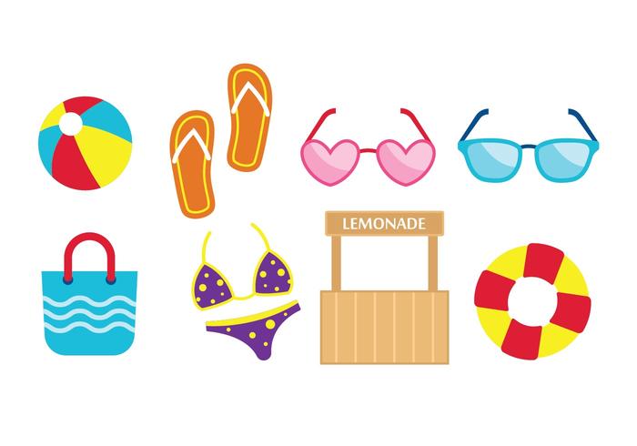 Iconos planos de playa gratis vector