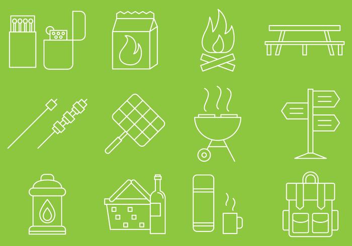 Picnic Line Icons vector