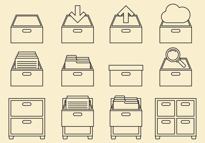 Cabinet Line Icons vector