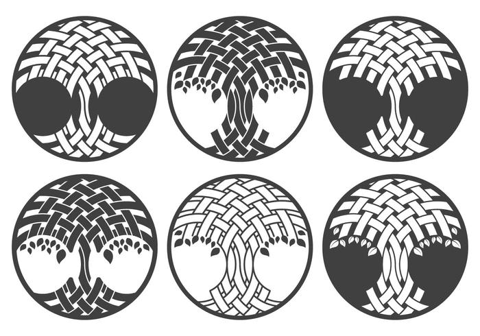 Celtic tree logo set vector