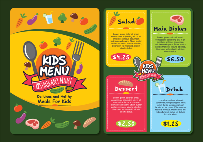 Cute Colorful Kids Menu Template vector