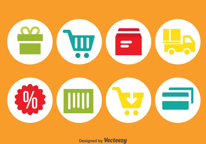 Iconos De Círculo De Compras En Línea vector