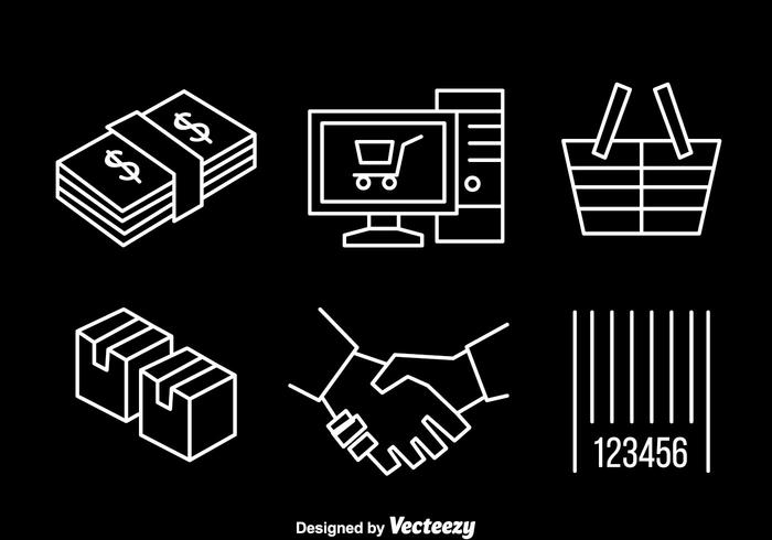 Iconos de la línea de compras en línea vector