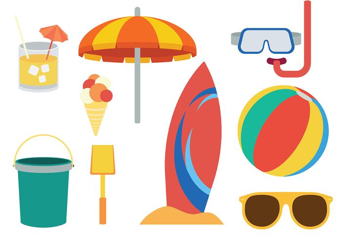 Tema libre de la playa iconos Vector