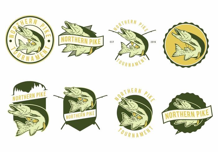 Pike Fish Badges vector