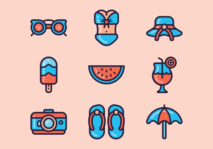 Conjunto de iconos de día de playa vector