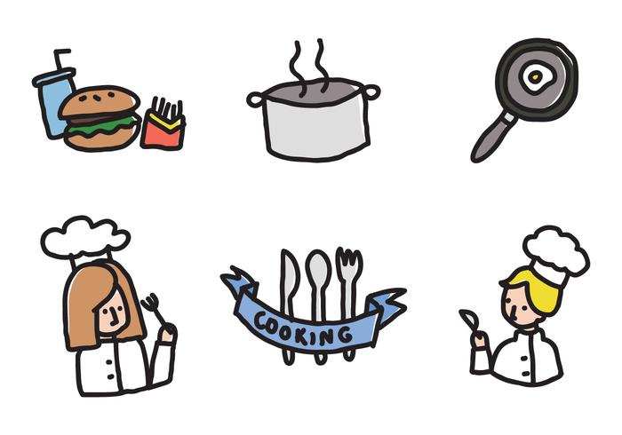 Niños que cocinan iconos vector