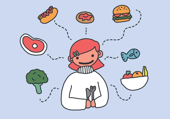 ¡Usted puede comer lo que usted quiere! Vector de alimentos