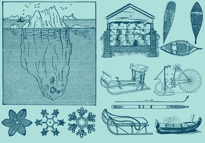 Hielo y artículos de la nieve vector