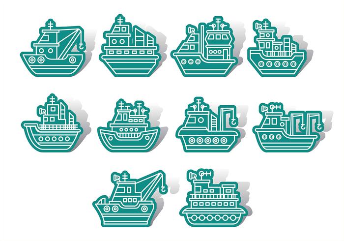 Tugboat icons vector