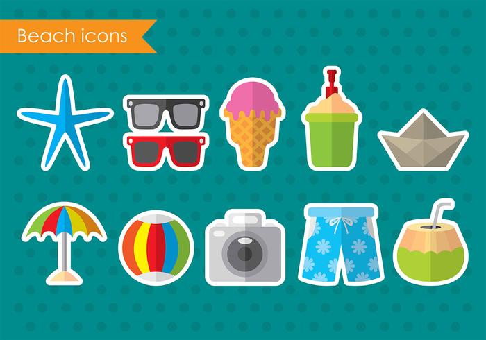 Colorful Vector Beach Icons Colorful Vector Beach Icons