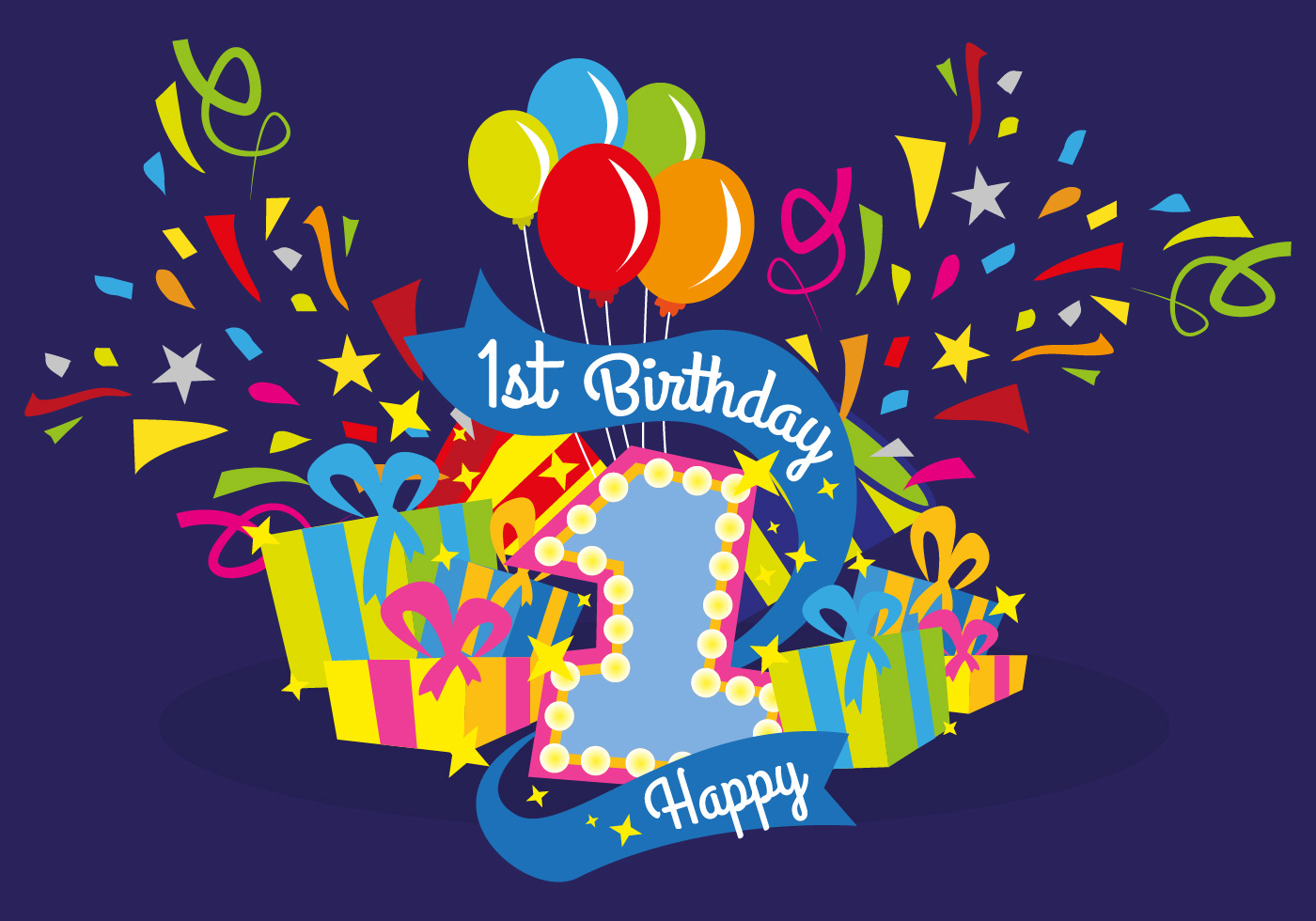 Download First Birthday Vector Illustration - Download Free Vectors ...