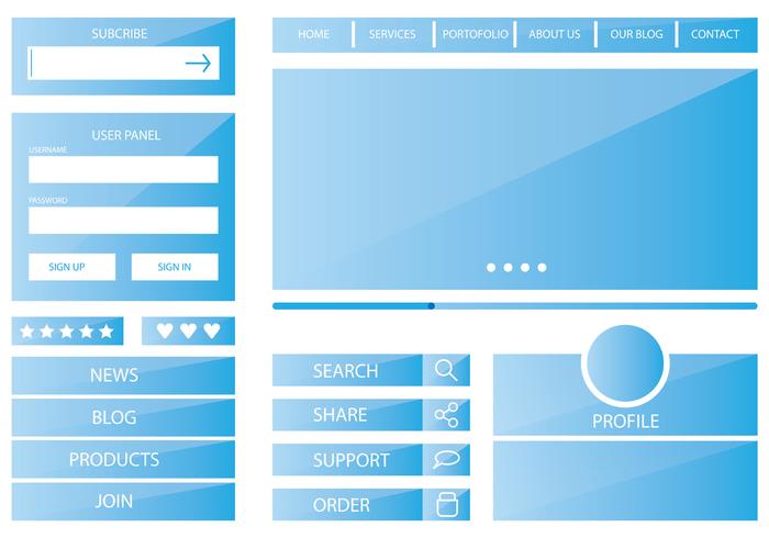 Template Blue Web Kit vector