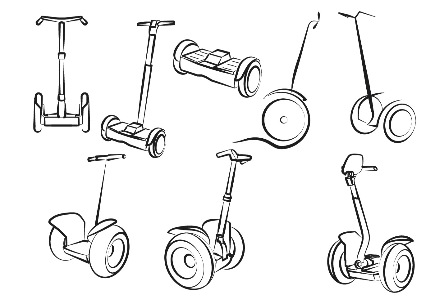 Free Set Of Electric Scooter 115019 Vector Art at Vecteezy