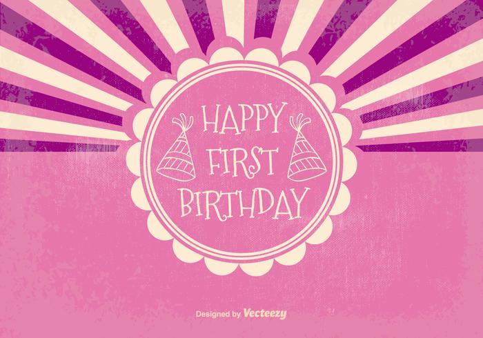 Retro First Birthday Illustration vector