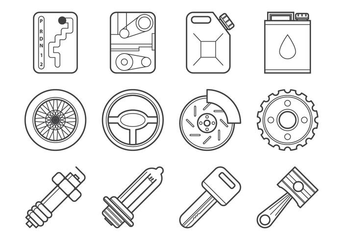 Free Mechanic and Car Parts Icon Vector